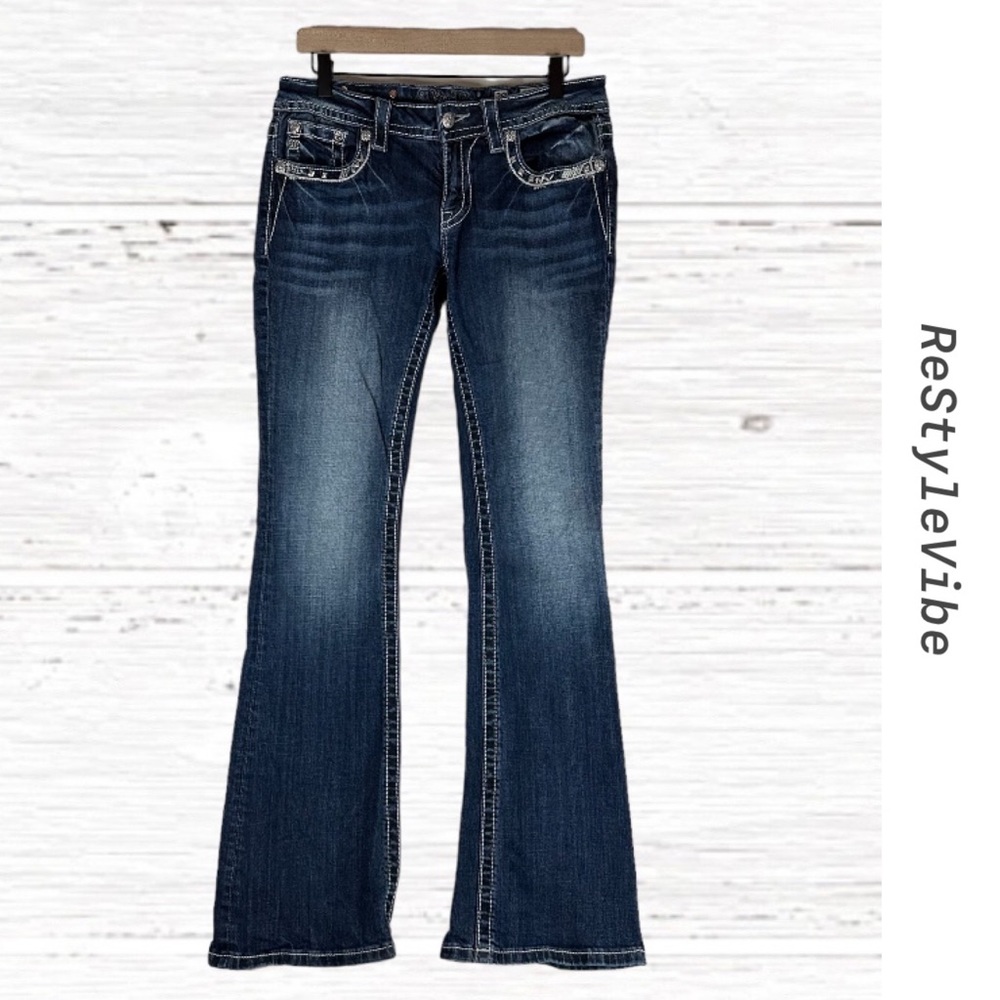 MISS ME Women’s Size 29 Denim Jeans Boot Bootcut Fit Style Stretch Embellished